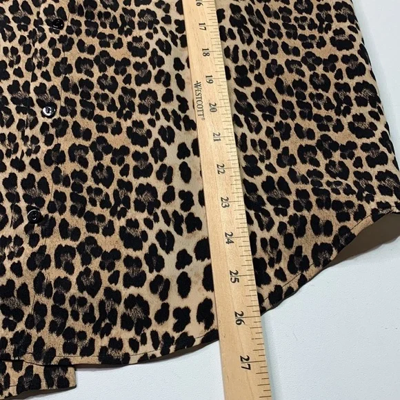 Zara S Leopard Button Down Shirt With Lace Shoulders - Picture 6 of 6